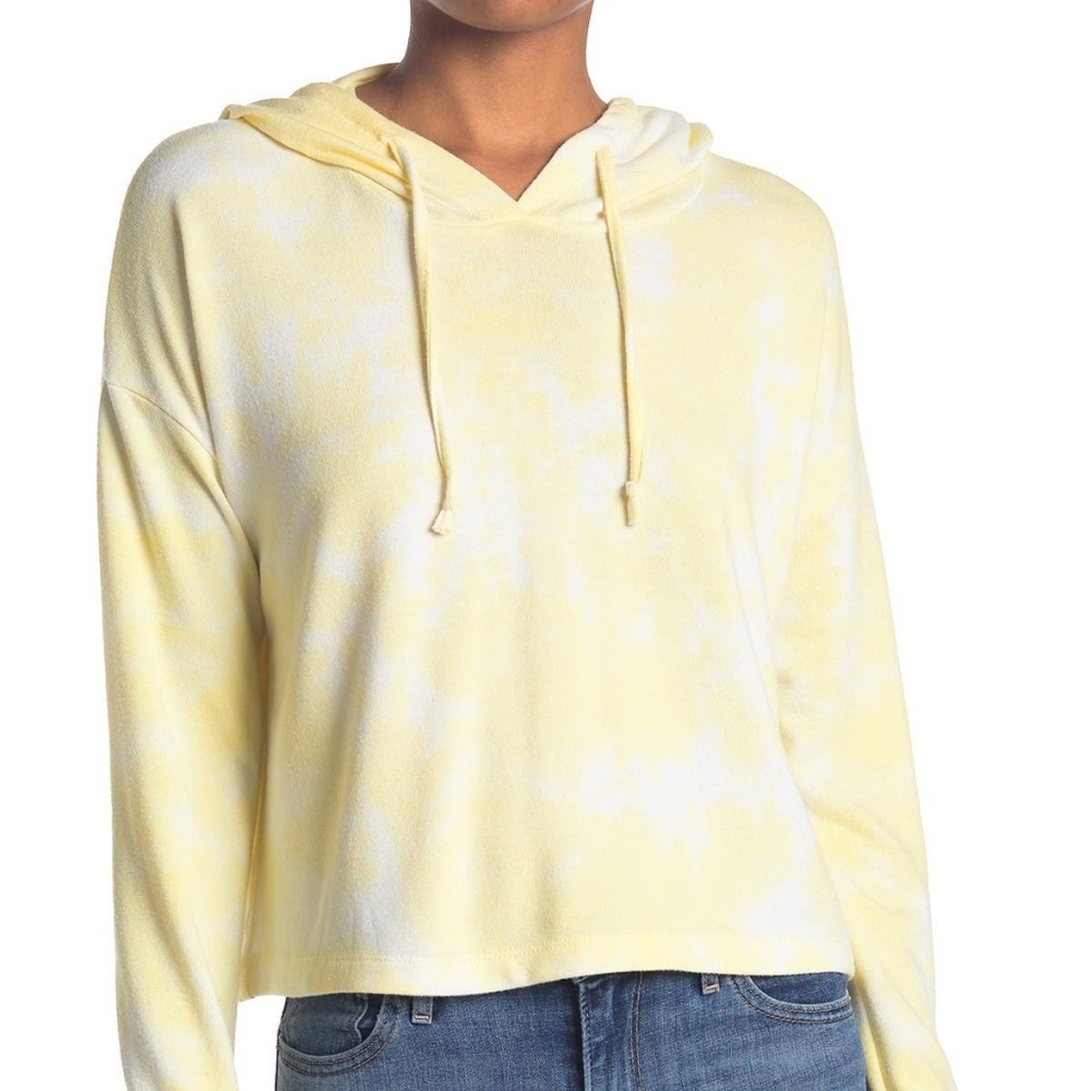 *NWT* Sweet Romeo Yellow Tie Dye Cropped Hoodie, L